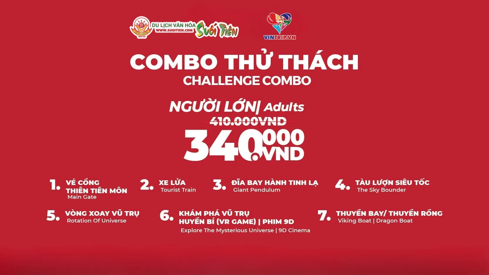 Hình ảnh Vé Combo Thử Thách Công Viên Văn Hoá Suối Tiên